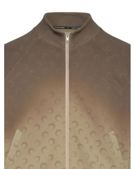 MARINE SERRE Brown Faded Moon Zip-Up Knitted Sweater for men