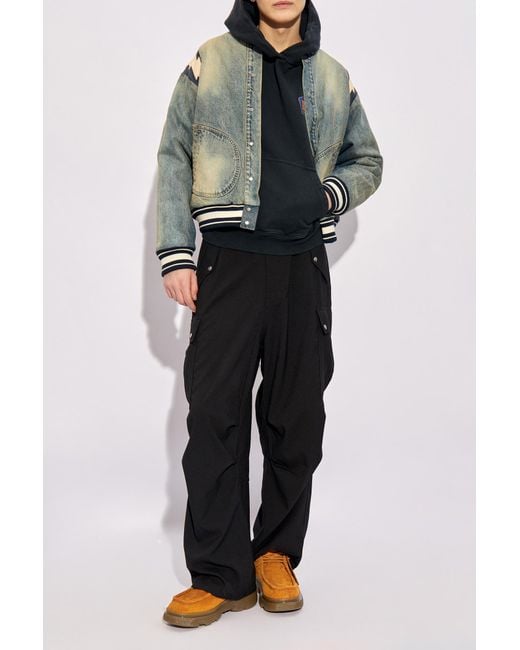 Rhude Black Textured-Finish Straight-Leg Cargo Pants for men