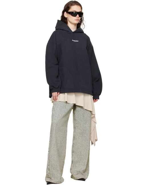 Acne Blue Logo Printed Oversized Hoodie