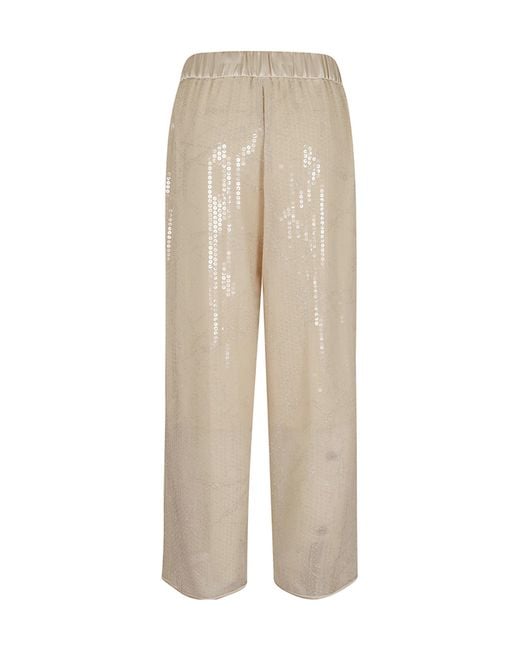 Peserico Natural Sequin-Embellished Trousers