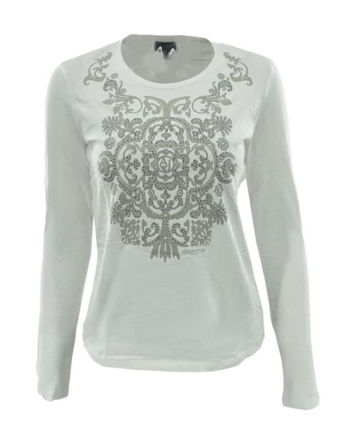 Armani Jeans Gray Round Collar And Long-Sleeved T-Shirt
