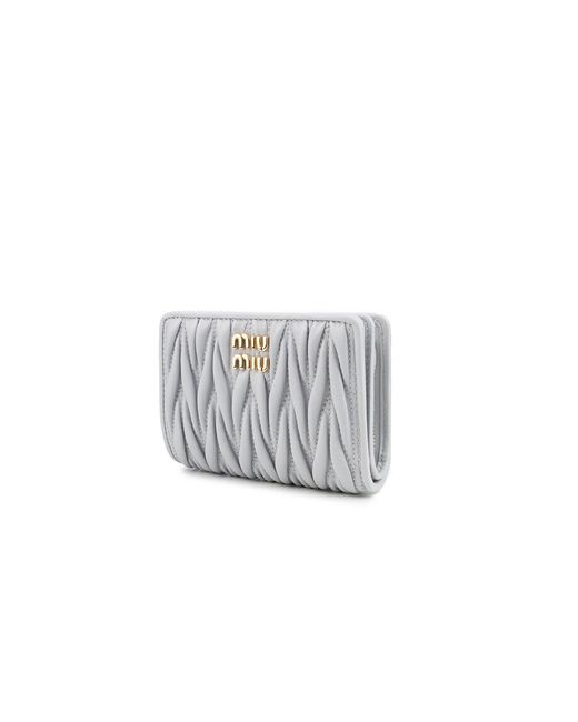 Miu Miu White Matelassé Compact Wallet