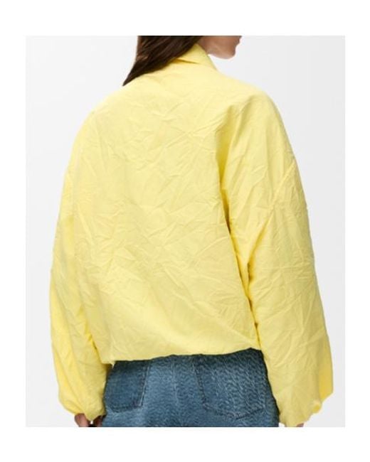 Loewe Yellow Crinkled-Finish Scarf-Detail Jacket