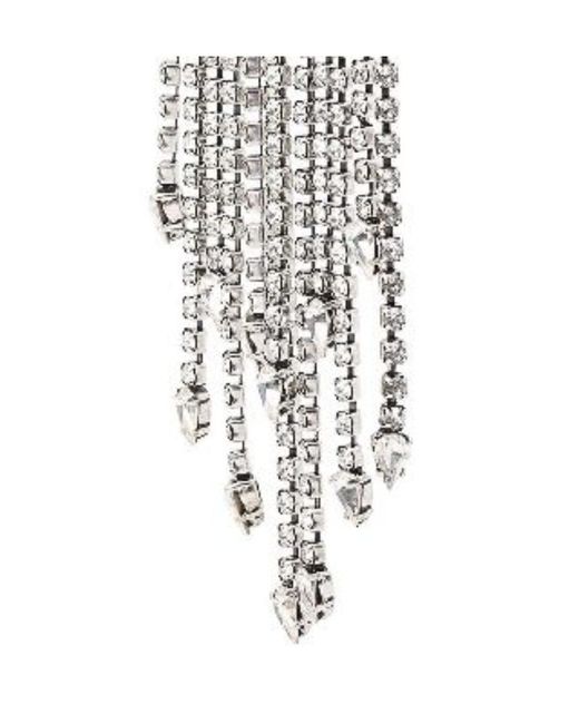 Saint Laurent White Crystal Tassel Single Ear Clip