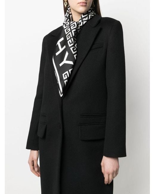 Givenchy Black Logo-Print Silk Scarf