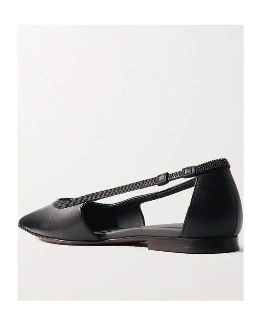 Brunello Cucinelli Black Monili Cut-Out Flat Shoes