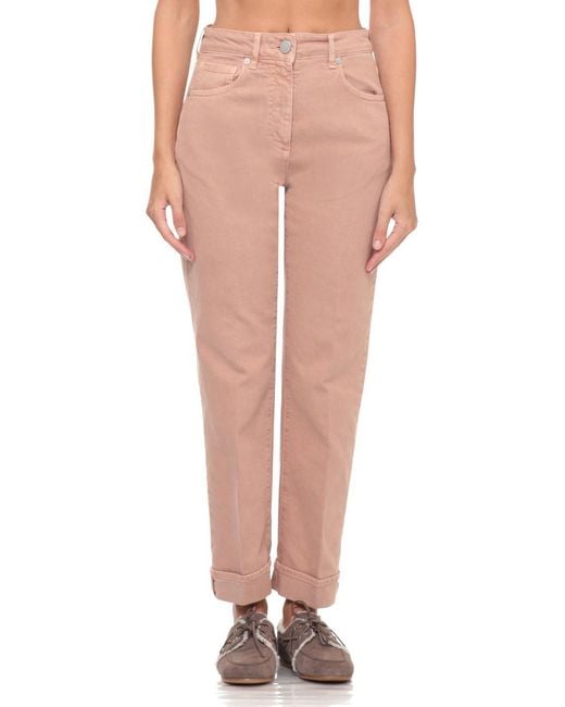 Peserico Pink Cuffed Straight-Leg Jeans