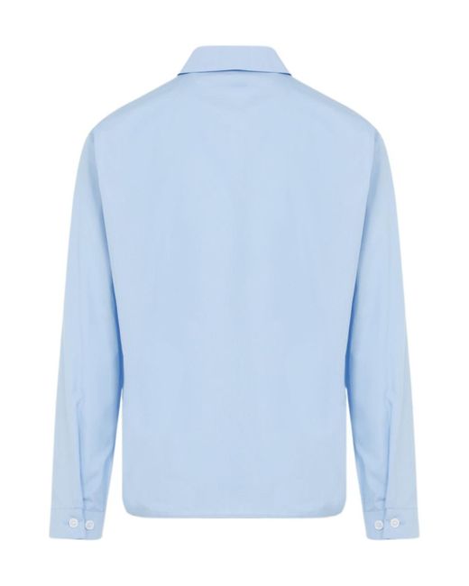 Marni Blue Logo-Printed Long-Sleeved Zipped Shirt for men