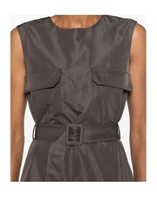 P.A.R.O.S.H. Brown Sleeveless Belted Top
