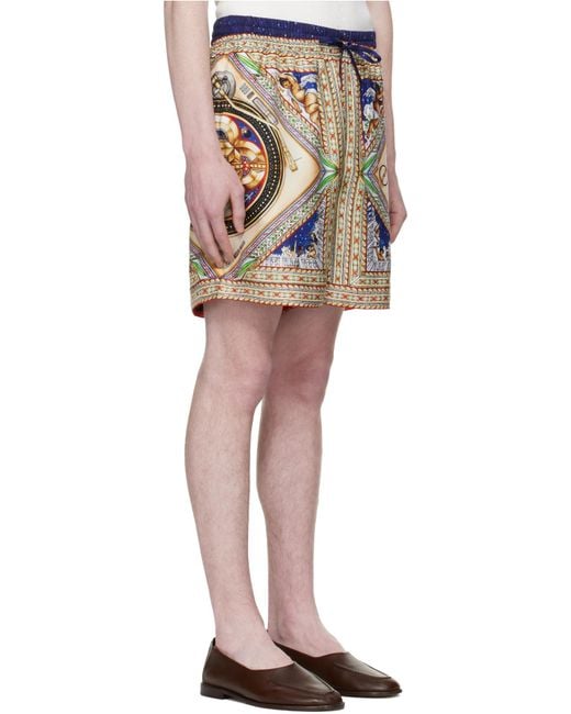 Casablanca Blue Take Me To Church Satin Shorts for men