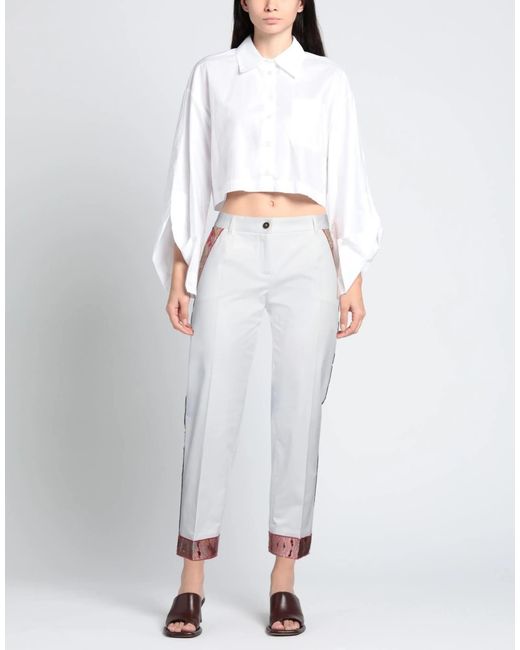 Dolce & Gabbana White Solid Color Side Stripe Casual Pants