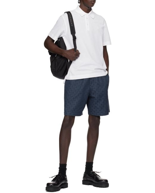 Givenchy Blue Monogrammed Elastic-Waist Shorts for men