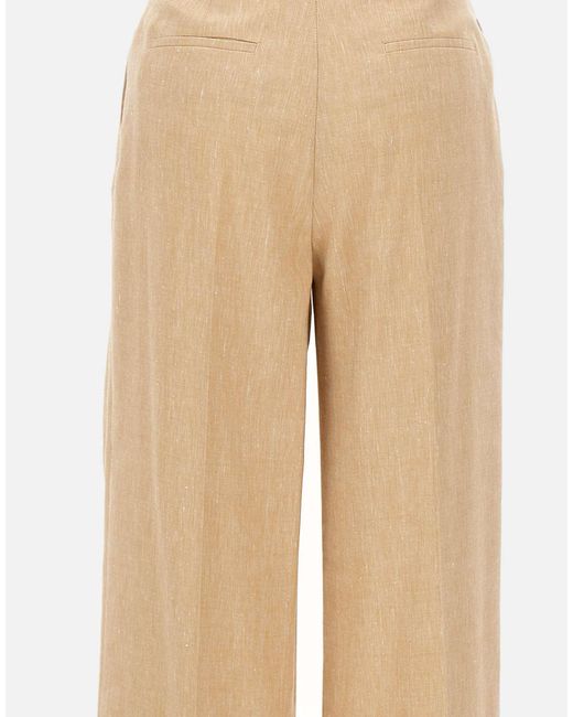 Eleventy Natural Pleated Palazzo Pants