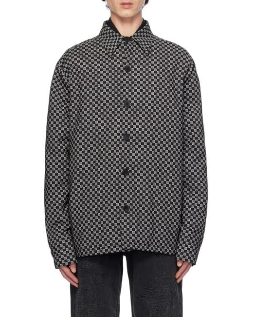 Balmain Gray Monogram Nylon Overshirt for men