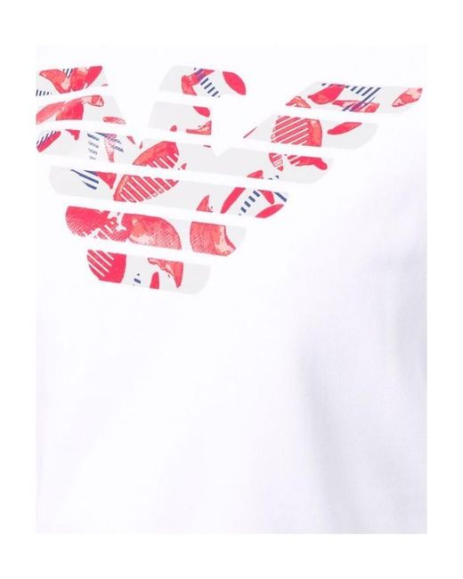 Emporio Armani White Floral Logo-Print Sweatshirt