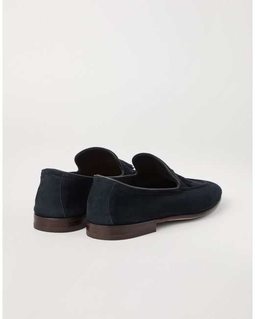 Brunello Cucinelli Black Fringed Slip-On Loafers for men