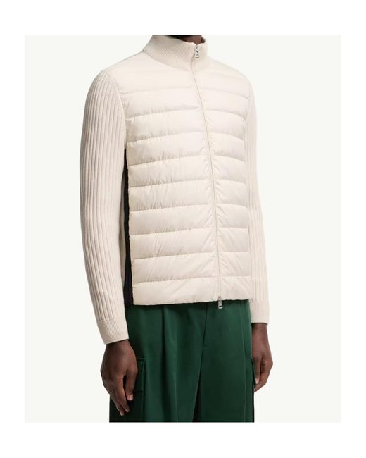Moncler White Quilted Zipped Cardigan for men