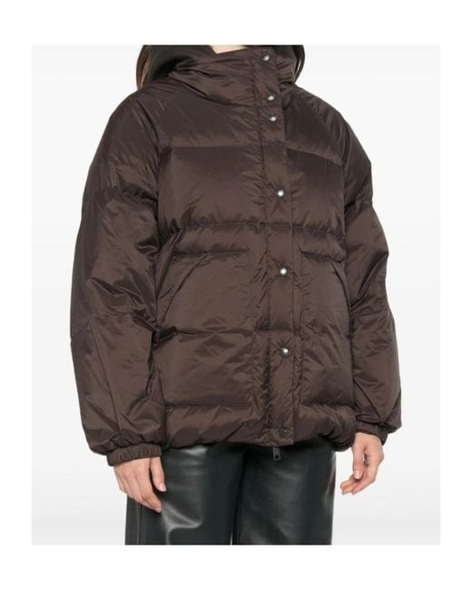 Yves Salomon Brown Quilted Hooded Jacket
