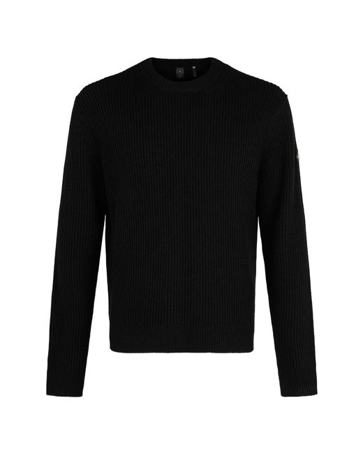 Moose Knuckles Black Long-Sleeved Round-Neck Sweater for men