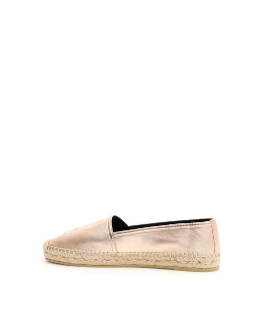 Saint Laurent Natural Metallic Logo Genuine Leather Straw Shoes