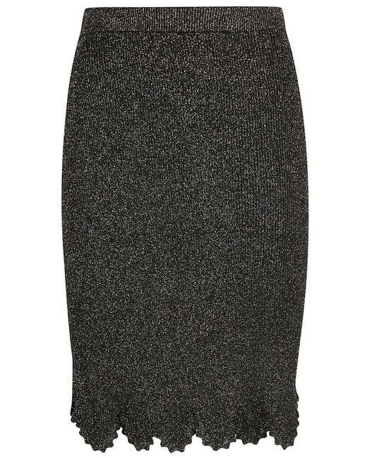 Chloé Gray Fitted Scallop Midi Skirt