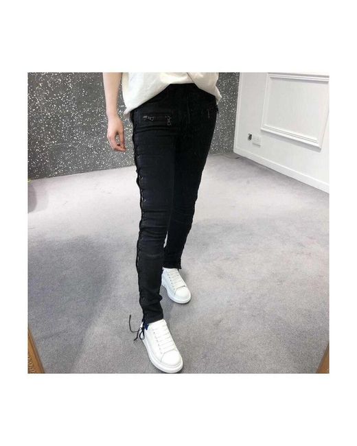 Unravel Project Black Side-Laced Jeans