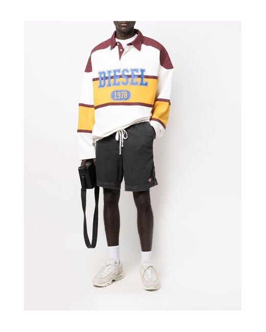 DIESEL Gray Logo Patch Drawstring Shorts for men