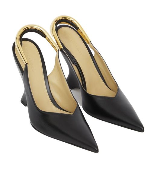 Bottega Veneta Metallic Pointed-Toe Slingback Pumps