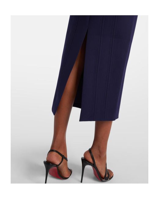 Roland Mouret Blue Belted Crêpe Midi Dress