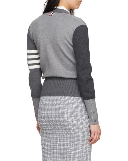 Thom Browne Gray 4-Bar Colour Block Cardigan