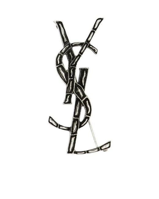 Saint Laurent White Monogram Brooch