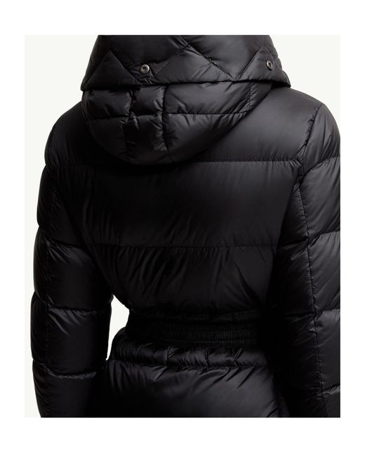 Moncler Black Boed Hooded Shearling-Trimmed Short Down Jacket