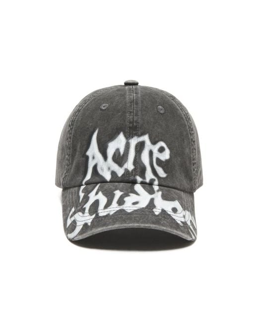 Acne Gray Logo-Printed Curved Peak Hat for men