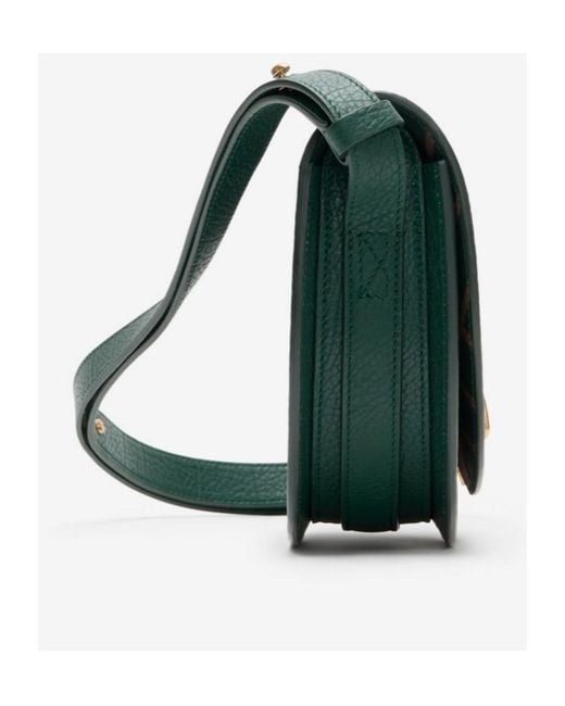 Burberry Green Rocking Horse Foldover-Top Leather Crossbody Bag