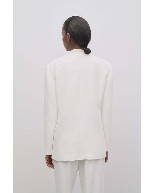 The Row White Alda Double-Breasted Suit Jacket