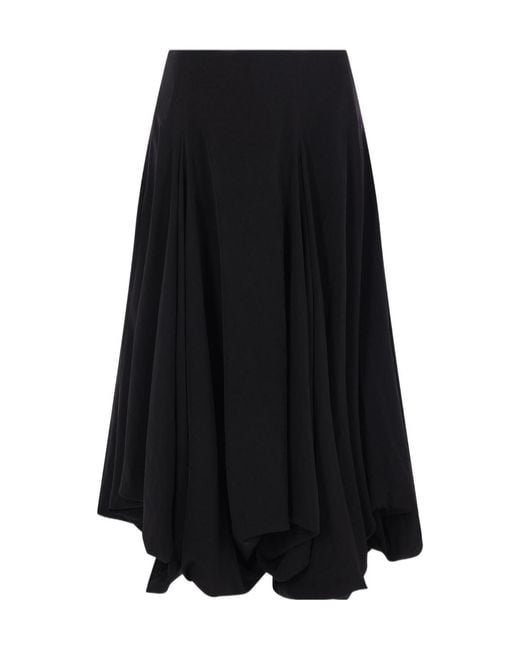 Yohji Yamamoto Black Draped Asymmetric Skirt