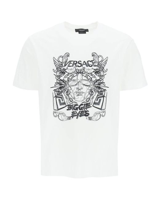 Versace White Medusa Head-Printed Crewneck T-Shirt for men