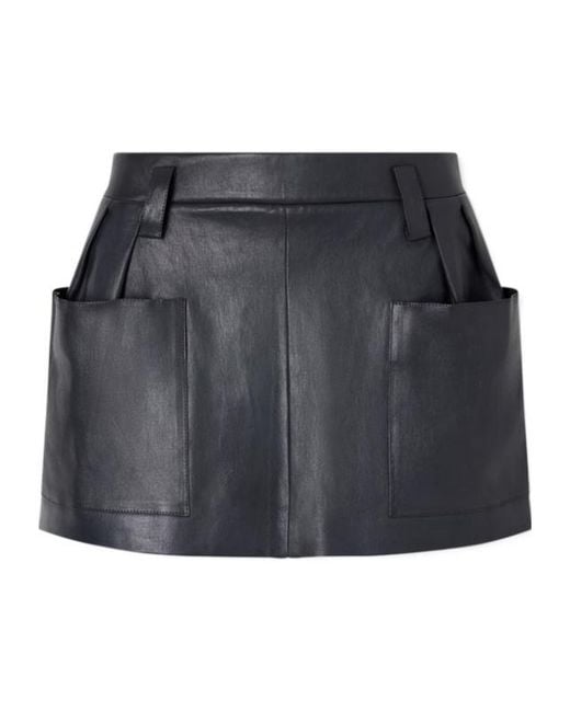 Stouls Gray Anastasia Pleated Leather Mini Skirt