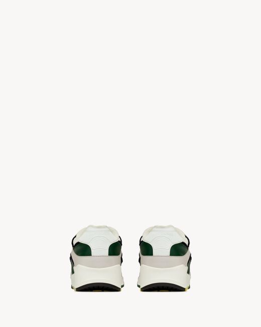 Saint Laurent White Leather-Trim Bump Sneakers for men