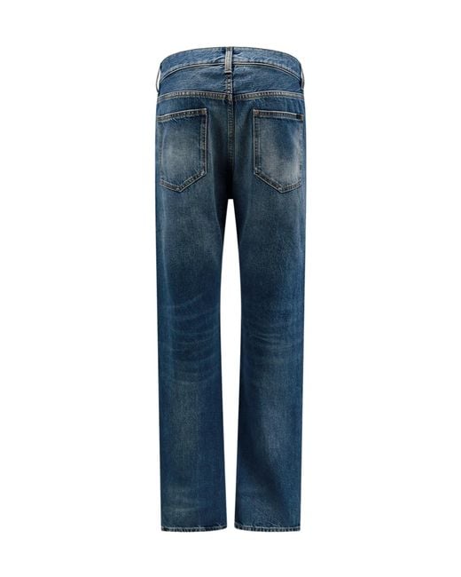 Saint Laurent Blue Logo Patch Straight Leg Jeans for men