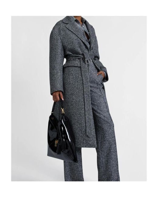 Ermanno Scervino Gray Single-Breasted Tailored Coat With A Masculine Fit And Belt for men