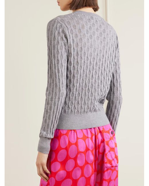Dries Van Noten Gray Pointelle-Knit Merino Wool Cardigan