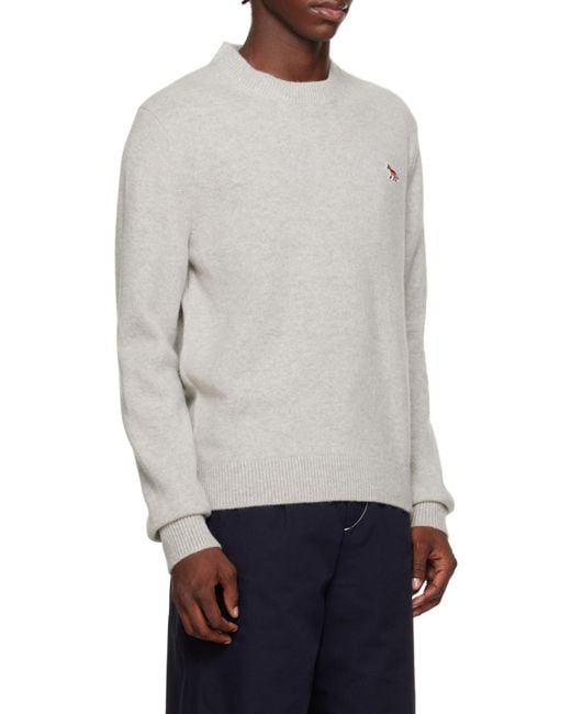 Maison Kitsuné White Maison Kitsuné Fox Patch Knitted Jumper for men