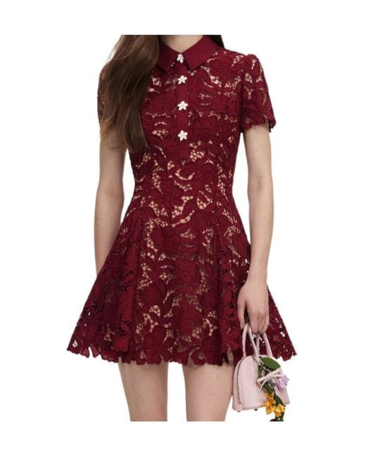 Self-Portrait Red Lace Mini Dress