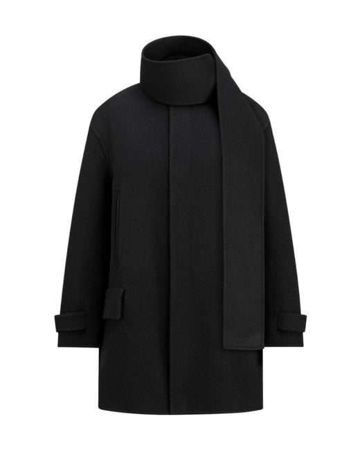 Dior Black Christian Scarf Collar Long-Sleeved Coat