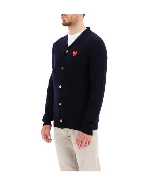 COMME DES GARÇONS PLAY Blue Comme Des Garçons Play Iconic Patch Buttoned Cardigan for men