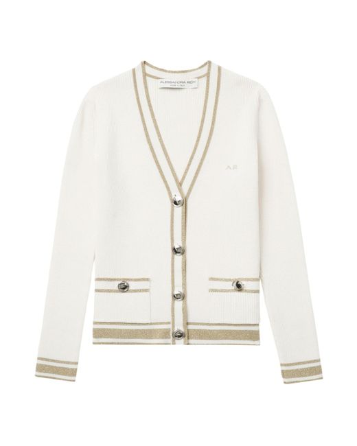 Alessandra Rich White Cable-Knit Cardigan