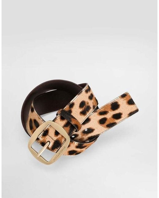 Dolce & Gabbana White Leopard Printed Buckle Belt