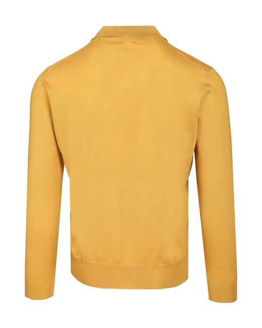 Fedeli Yellow Long-Sleeved Sweater for men