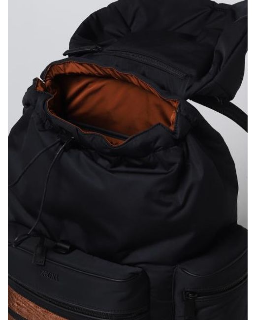 Zegna Black Flap Backpack for men